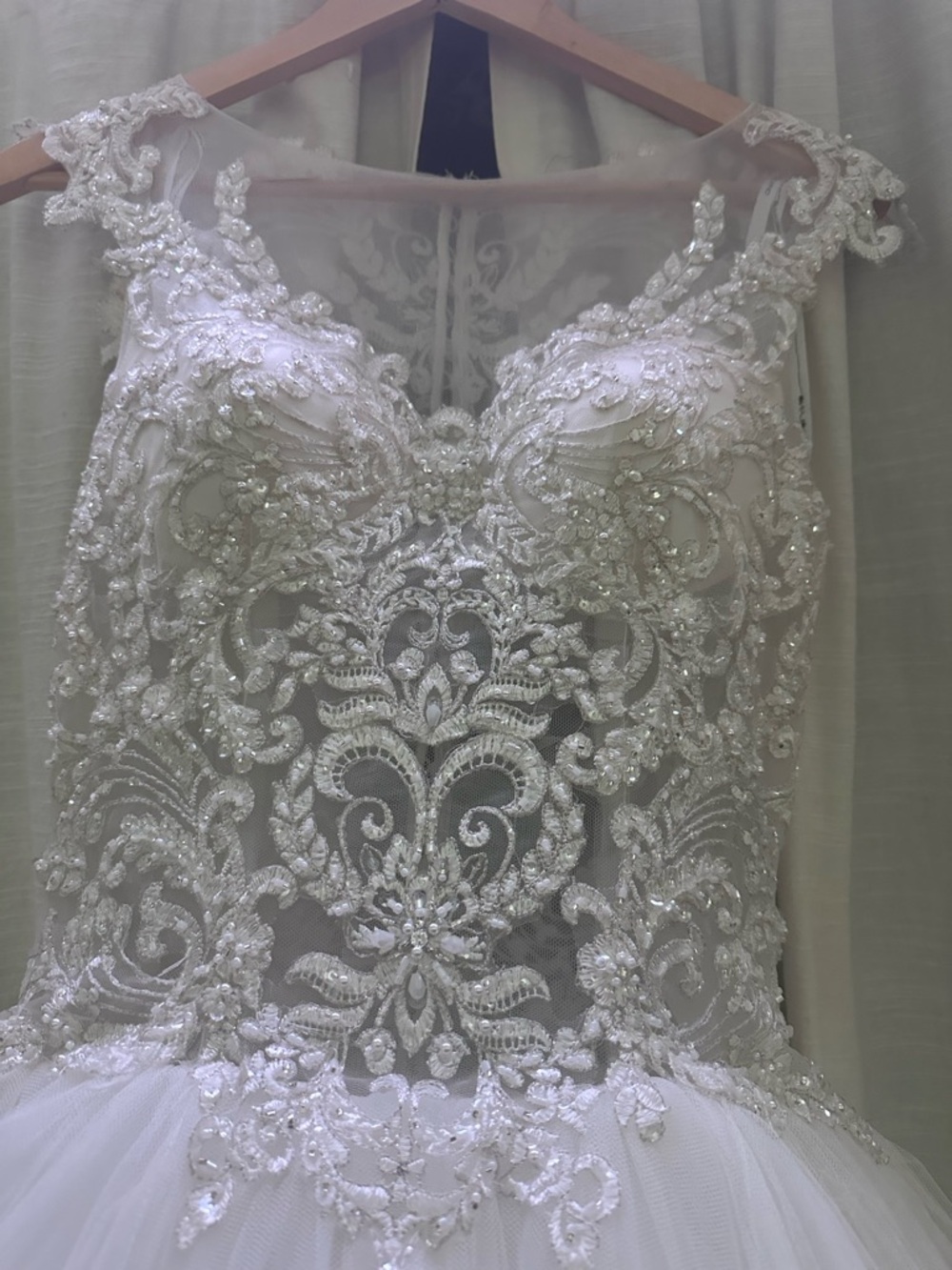MIA White Beaded Lace Appliqué Wedding Dress